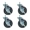 Bk Resources 5-inch Threaded Stem Casters, Gy Rubber Wheels, Brake, 300lb Cap, Oil/Grease/Water Resistant, 4PK 5SBR-4ST-GR-PS4 - alternate 1
